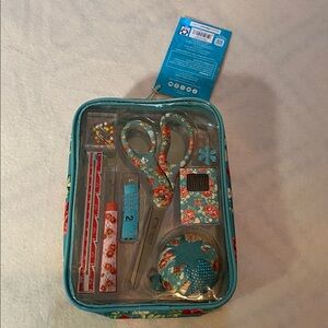 Pioneer woman sewing kit new scissors pin cushion measuring tape pins needles